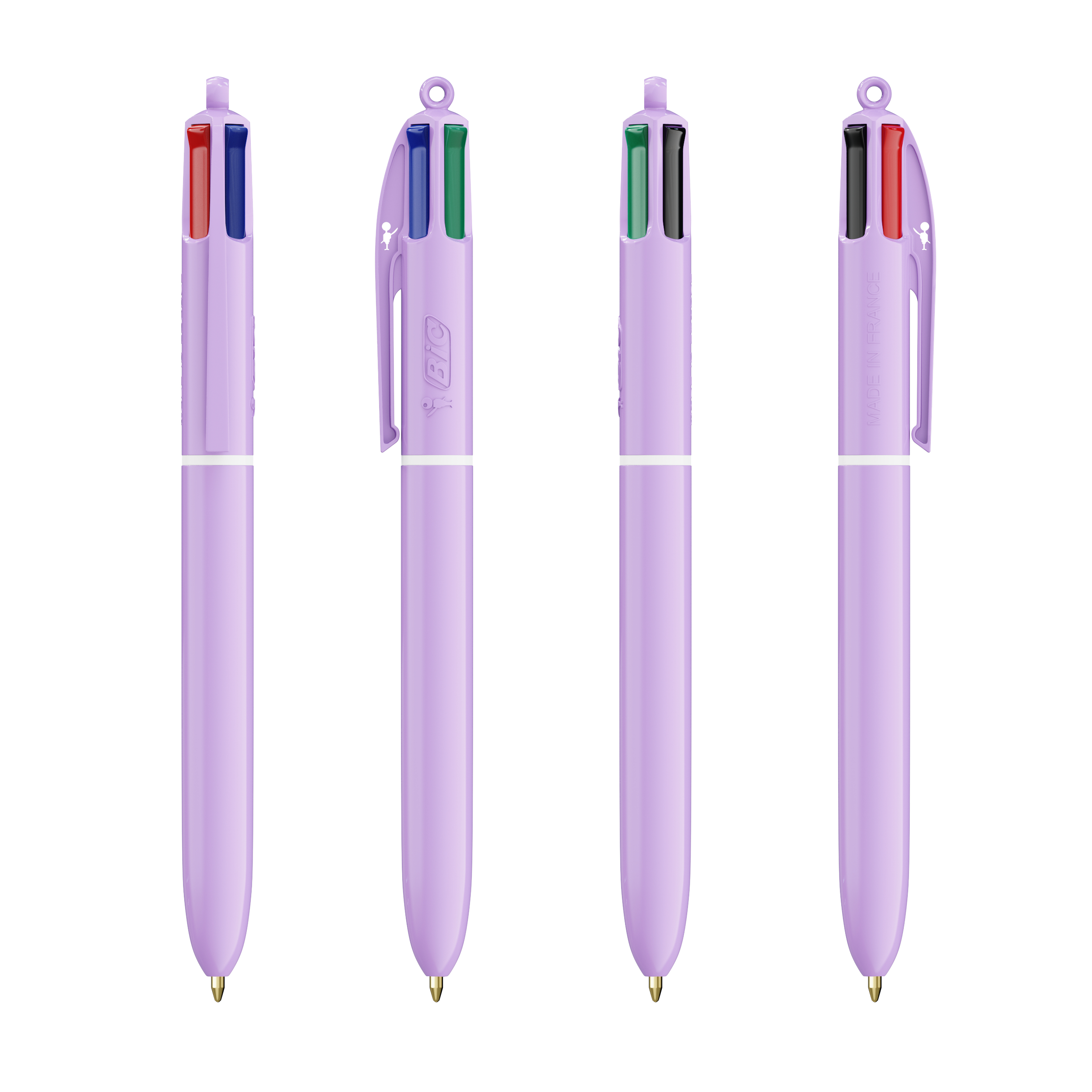 Stylo BIC® publicitaire 4 Couleurs® Pastel avec Lanyard Couleur Violet Pastel